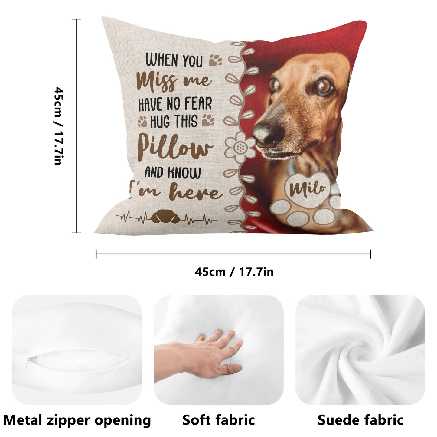 Dachshund name and image personalized pillow
