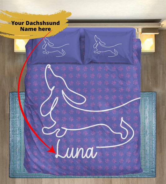 Custom Bedding Set with Dachshund's Name - Bedding Set