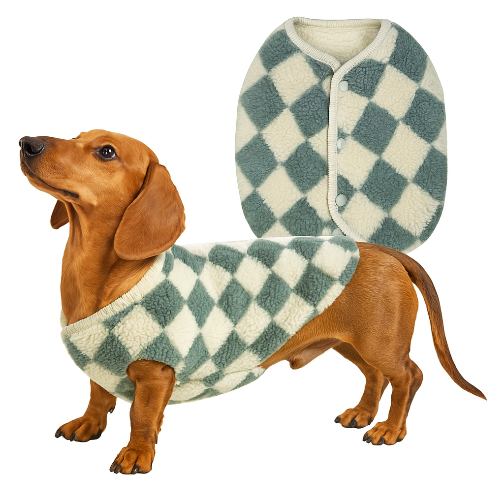 Dachshund Plush Checkerboard Vest