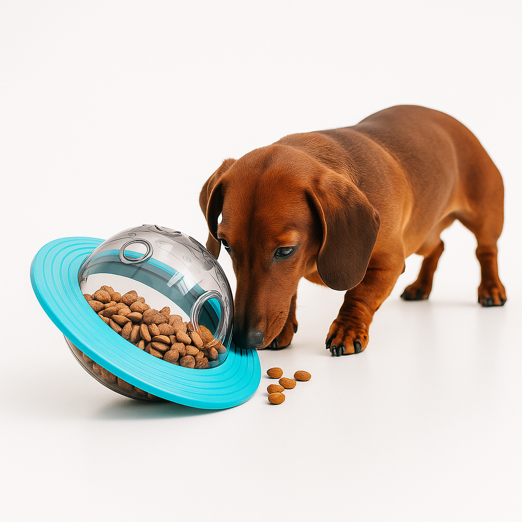 Dachshund Feeder Toy – Interactive Flying Saucer Game Toy