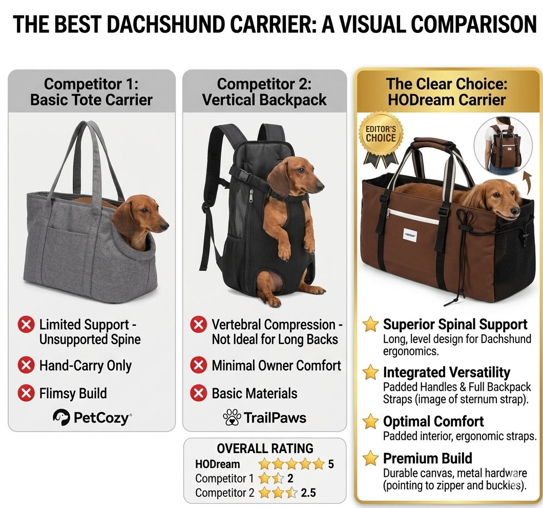 DoxiTrek Dachshund Outing Backpack – Lightweight Travel Bag with Spine Support