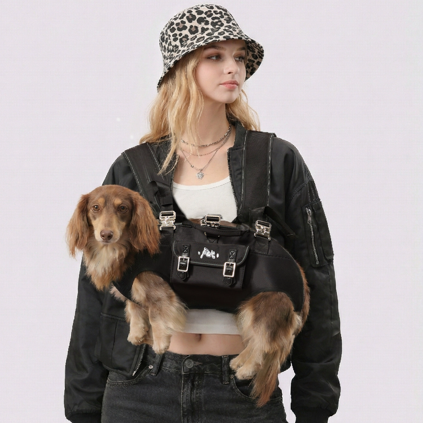 DachCarry Dachshund Side Carry Backpack – Lightweight Portable and Secure Doxie Carrier Bag