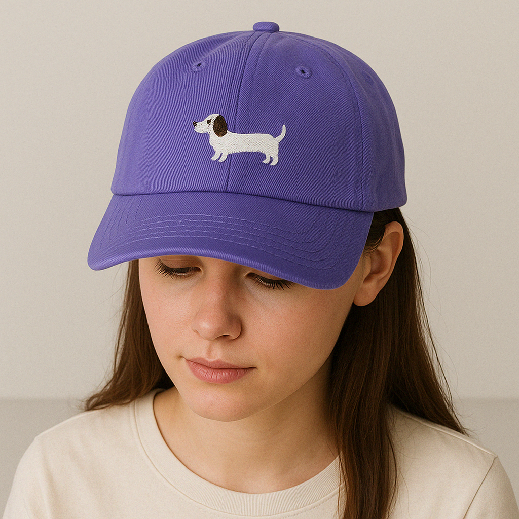 Cartoon Dachshund Embroidery Baseball Cap – Cotton Unisex Hat