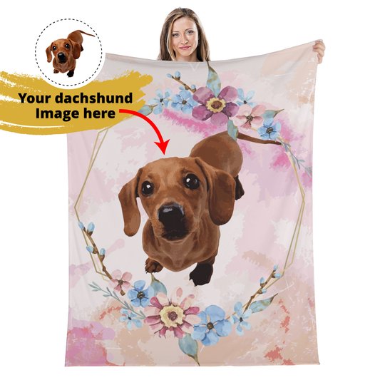 Custom  Blanket with Dachshunds Image  -  Blanket