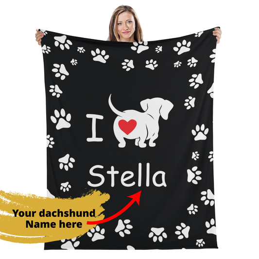 Custom blanket with dachshund name -  Blanket