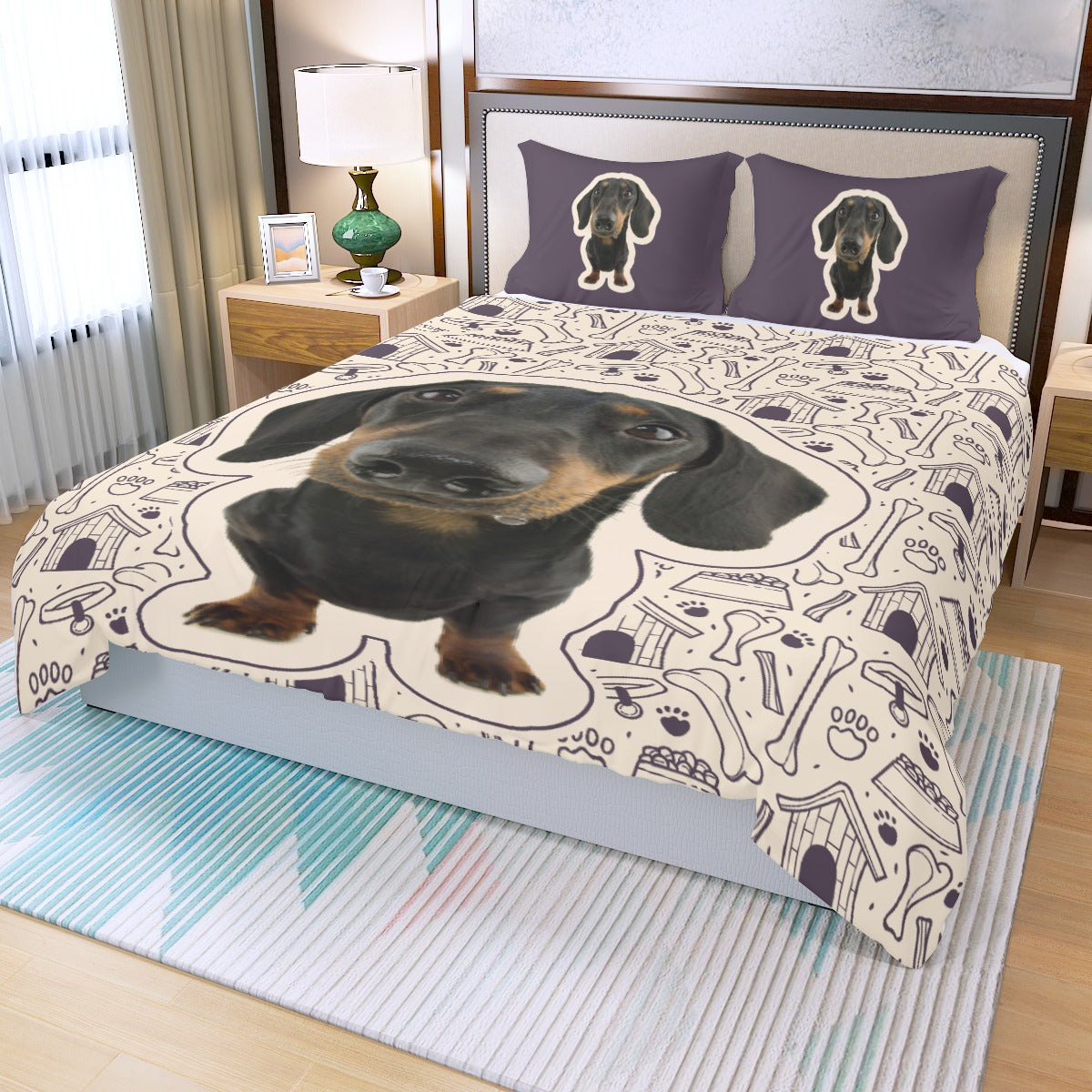Custom Bedding Set with Dachshund's Picture - Bedding Set