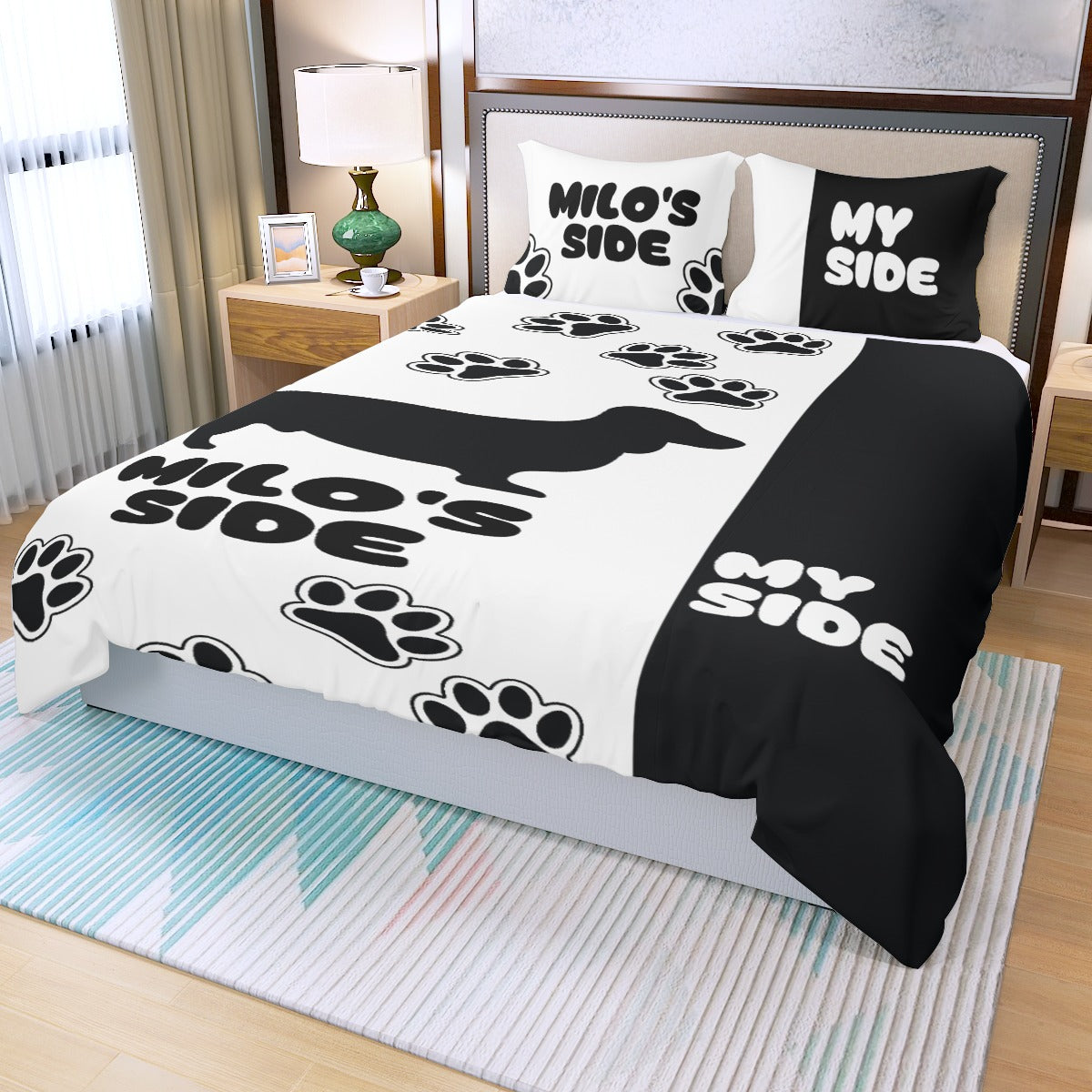 Custom Bedding Set with Dachshund's Name - Bedding Set for dachshund lovers