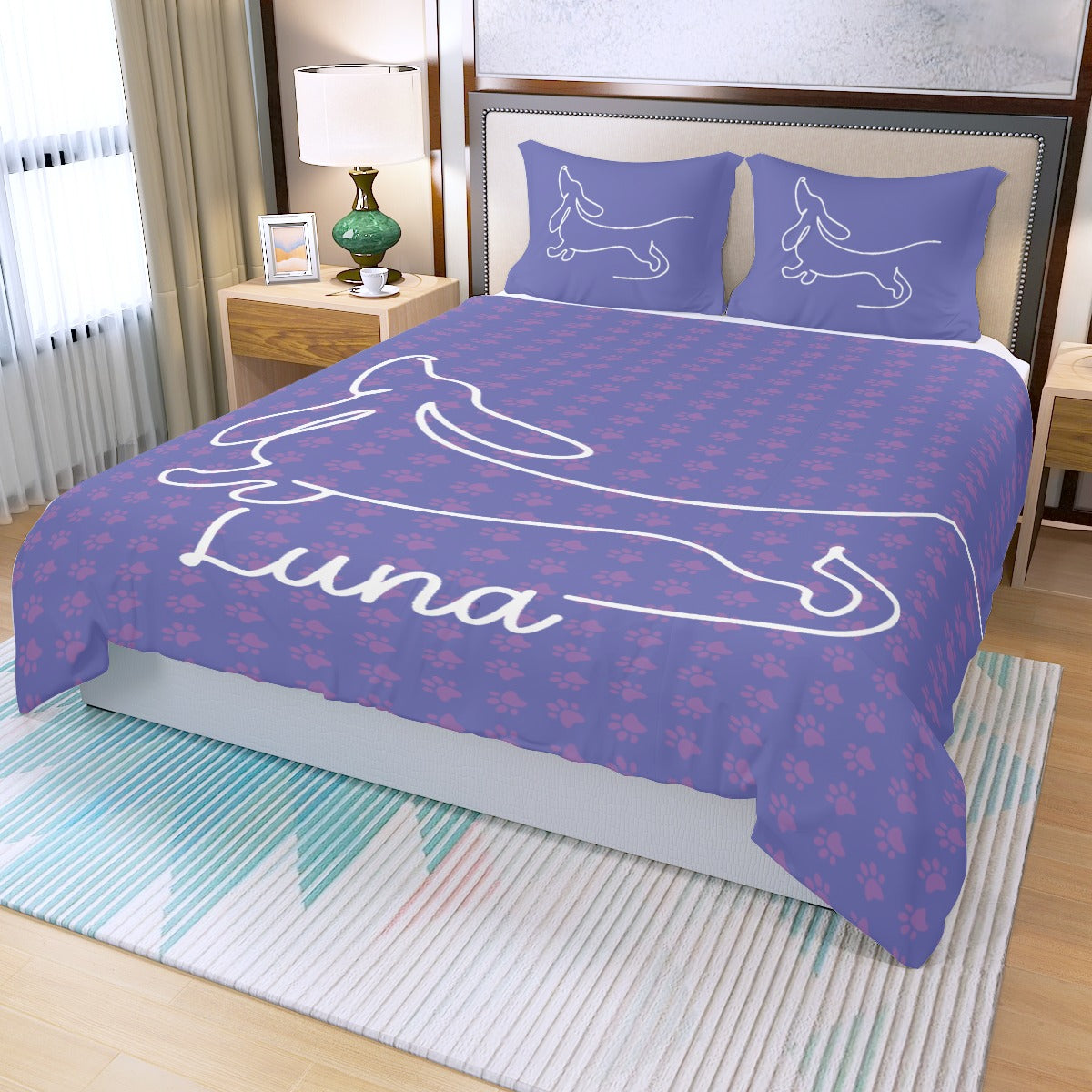 Custom Bedding Set with Dachshund's Name - Bedding Set