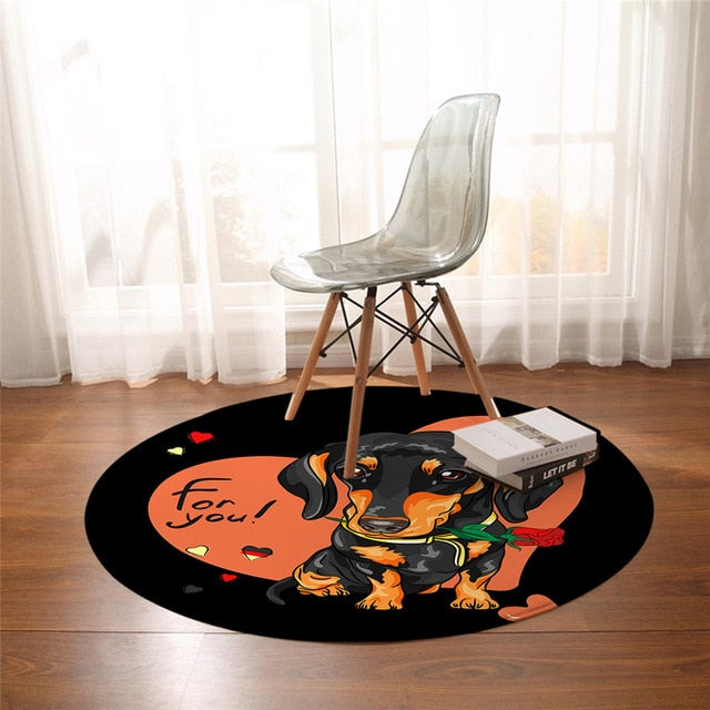 Dachshund Floor Rugs Carpet Round Area Floor Mat- Dachshund Shop.jpg