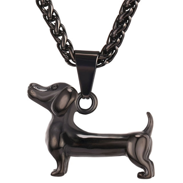 Dachshund Necklace Stainless Steel/Gold Color Rope - Dachshund Shop.jpg