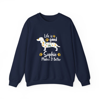 Custom Sweatshirt  with dachshund Name  -  Unisex Sweatshirt