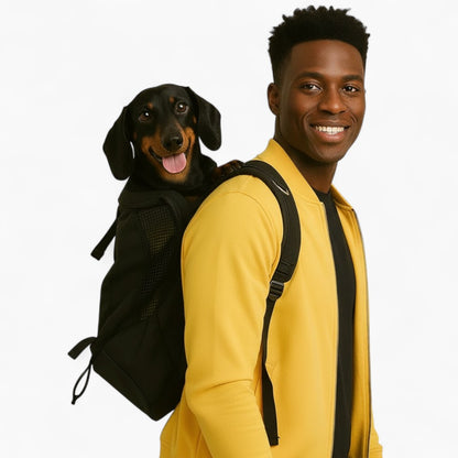 Backpack carrier for dachshunds with back support, view 3