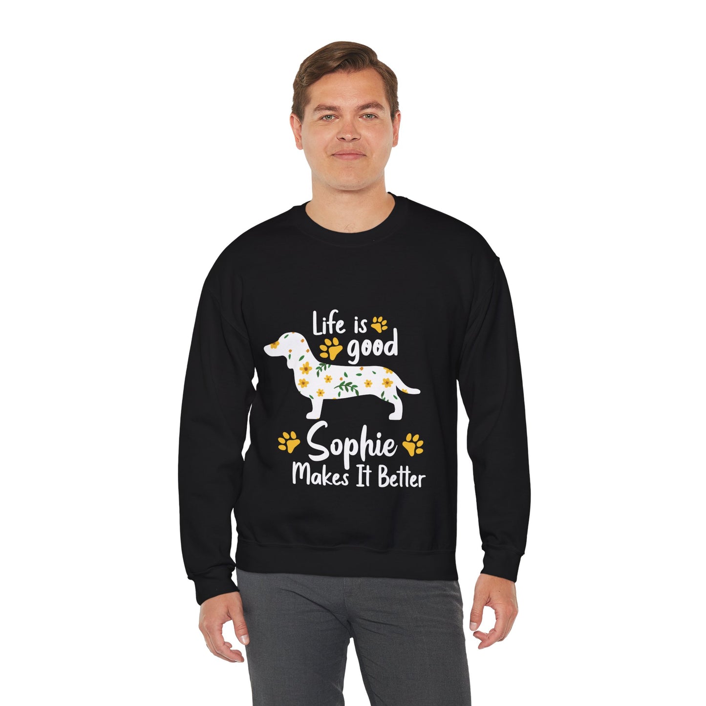 Sudadera personalizada con nombre de perro salchicha - Sudadera unisex 