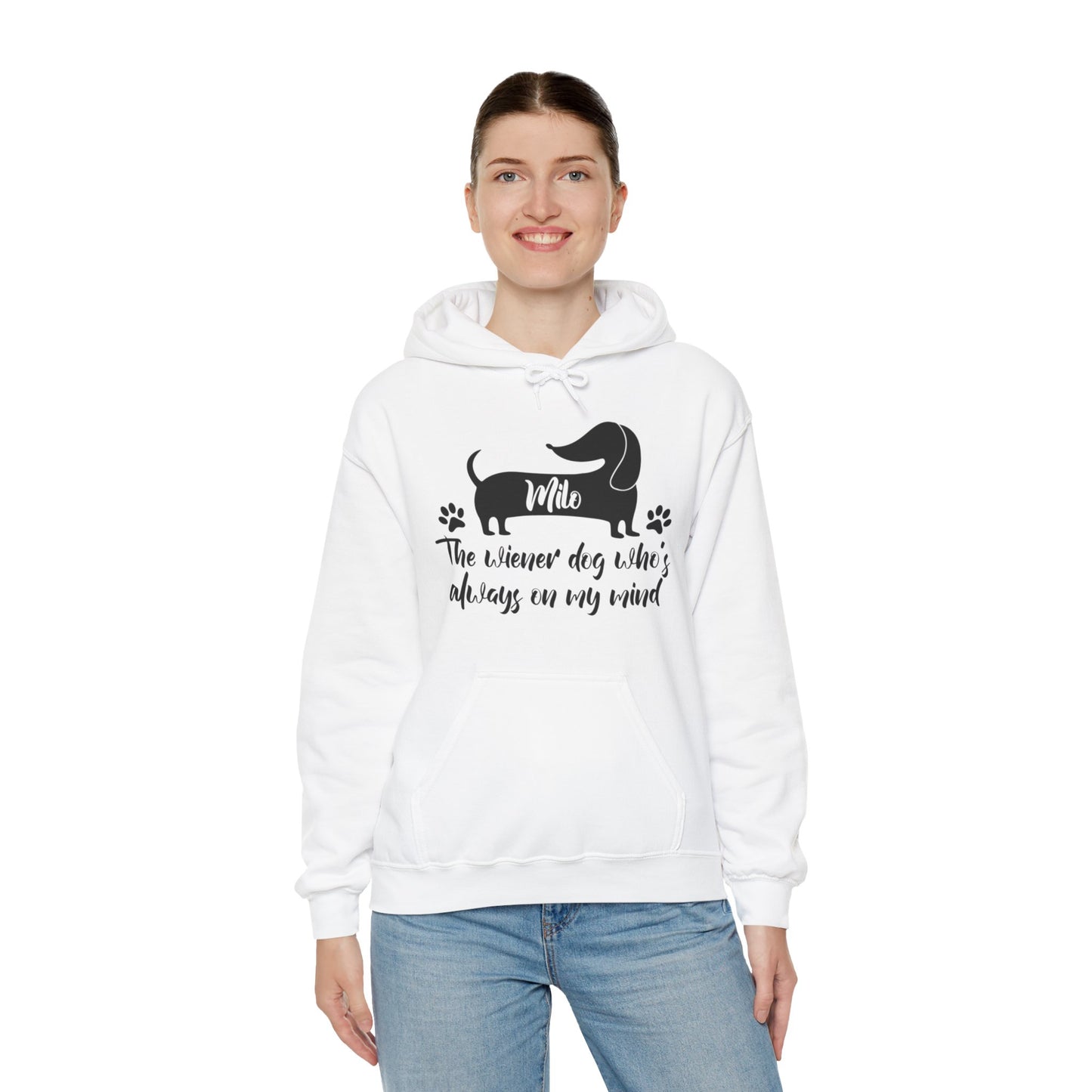 Sudadera con capucha personalizada con nombre de perro salchicha - Sudadera con capucha unisex 