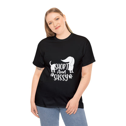 Short and sassy - Unisex Cotton T-Shirt for dachshund lovers