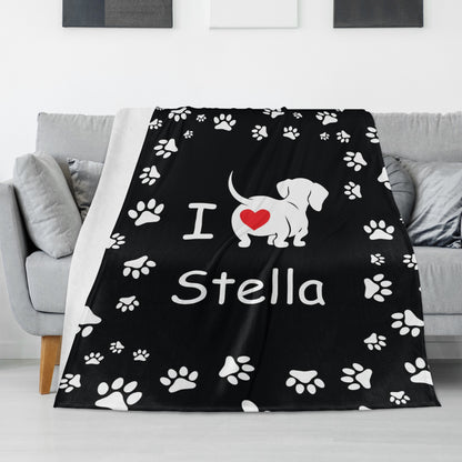 Custom blanket with dachshund name -  Blanket