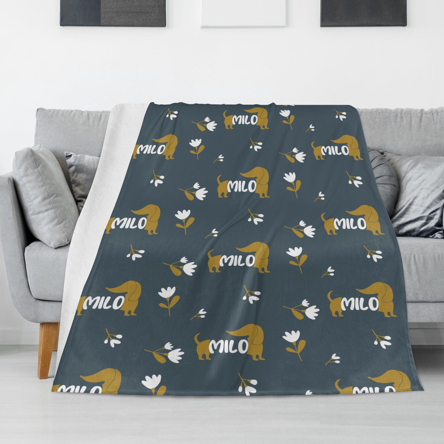 Custom blanket with dachshund name -  Blanket