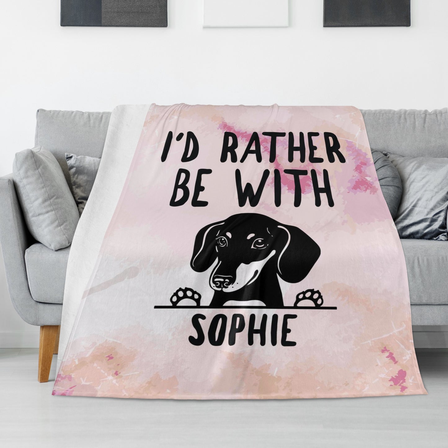 Custom blanket with dachshund name -  Blanket