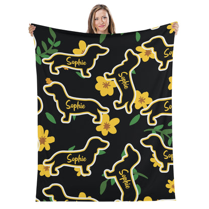 Custom blanket with dachshund name -  Blanket