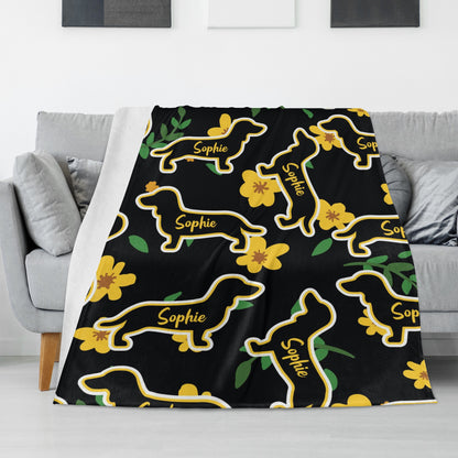 Custom blanket with dachshund name -  Blanket