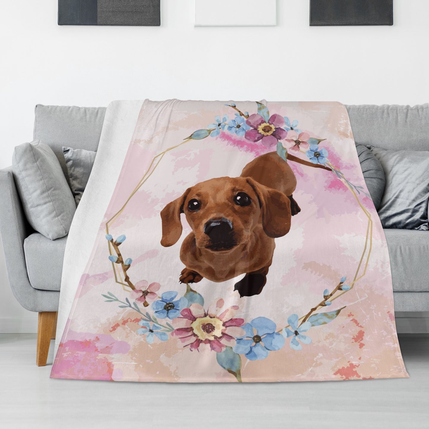 Custom  Blanket with Dachshunds Image  -  Blanket