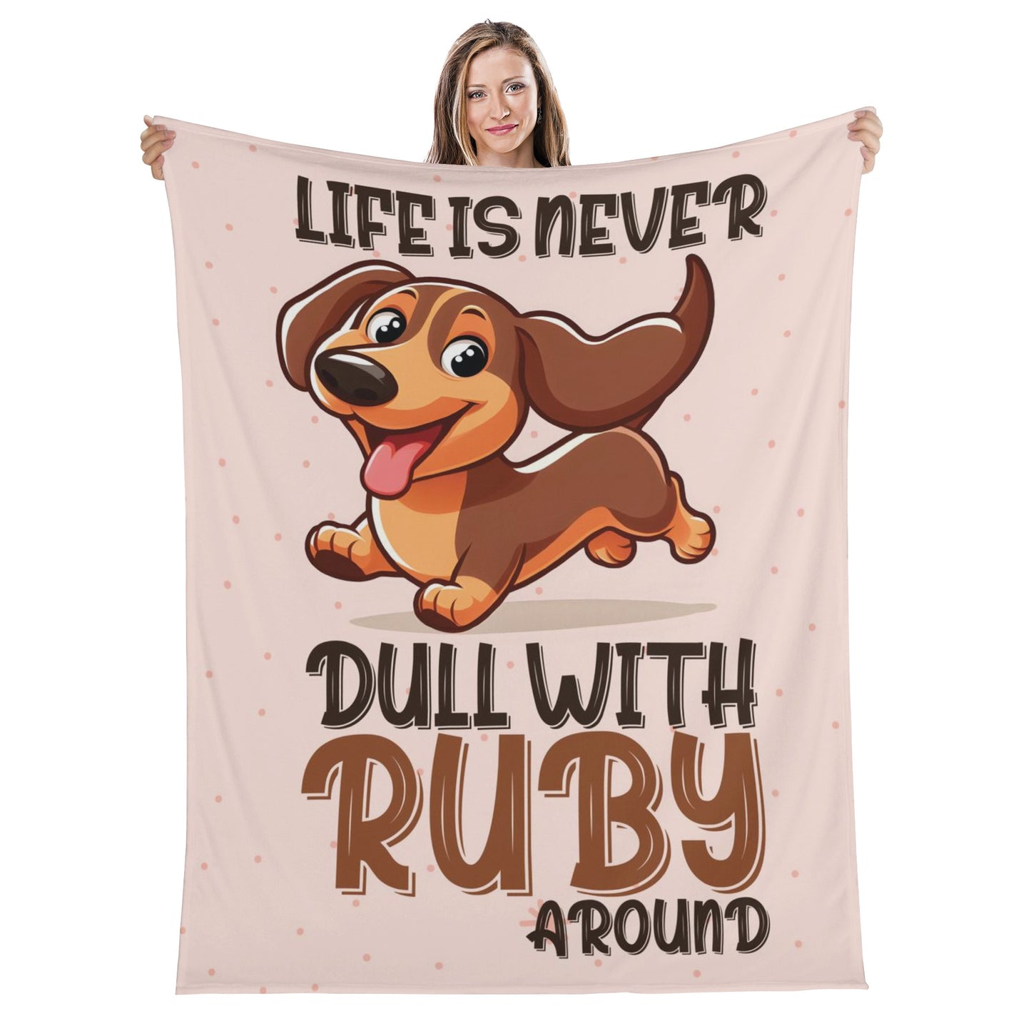 Custom blanket with dachshund name -  Blanket