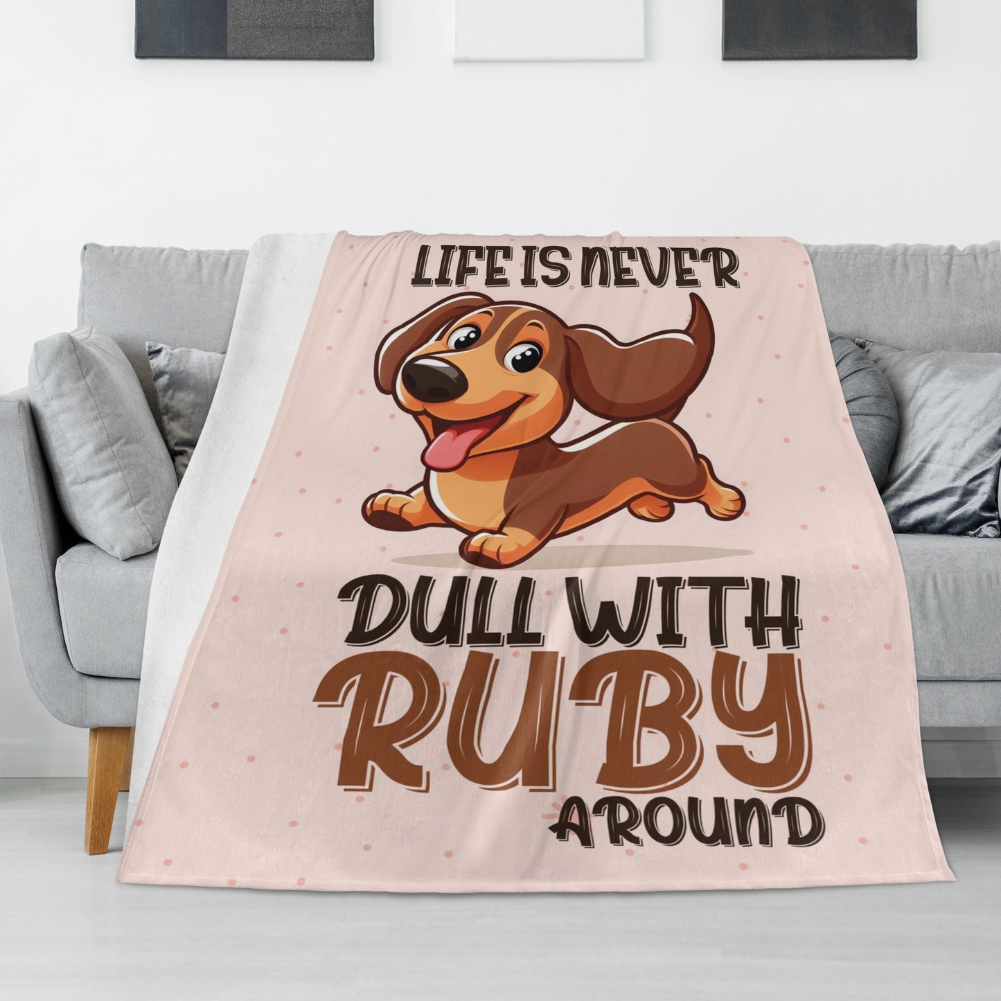 Custom blanket with dachshund name -  Blanket