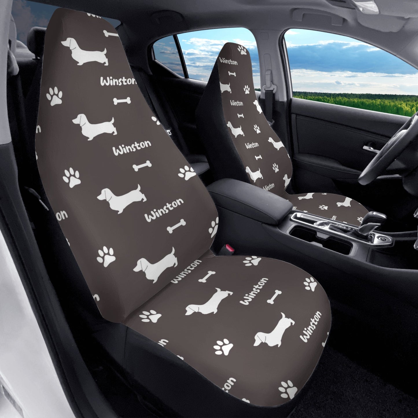 Funda de asiento de coche personalizada con nombre de Dachshunds - Funda de asiento de coche (2 piezas)