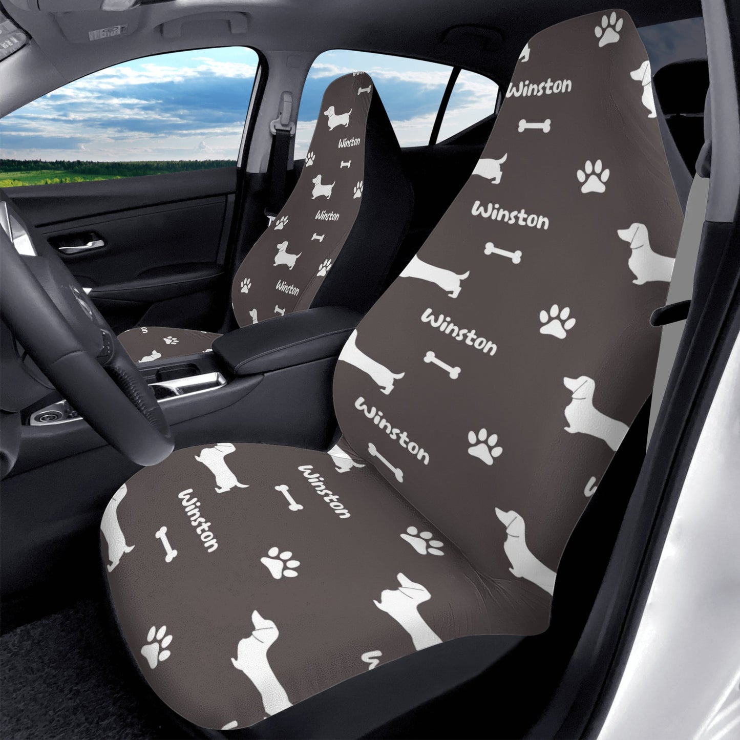 Funda de asiento de coche personalizada con nombre de Dachshunds - Funda de asiento de coche (2 piezas)