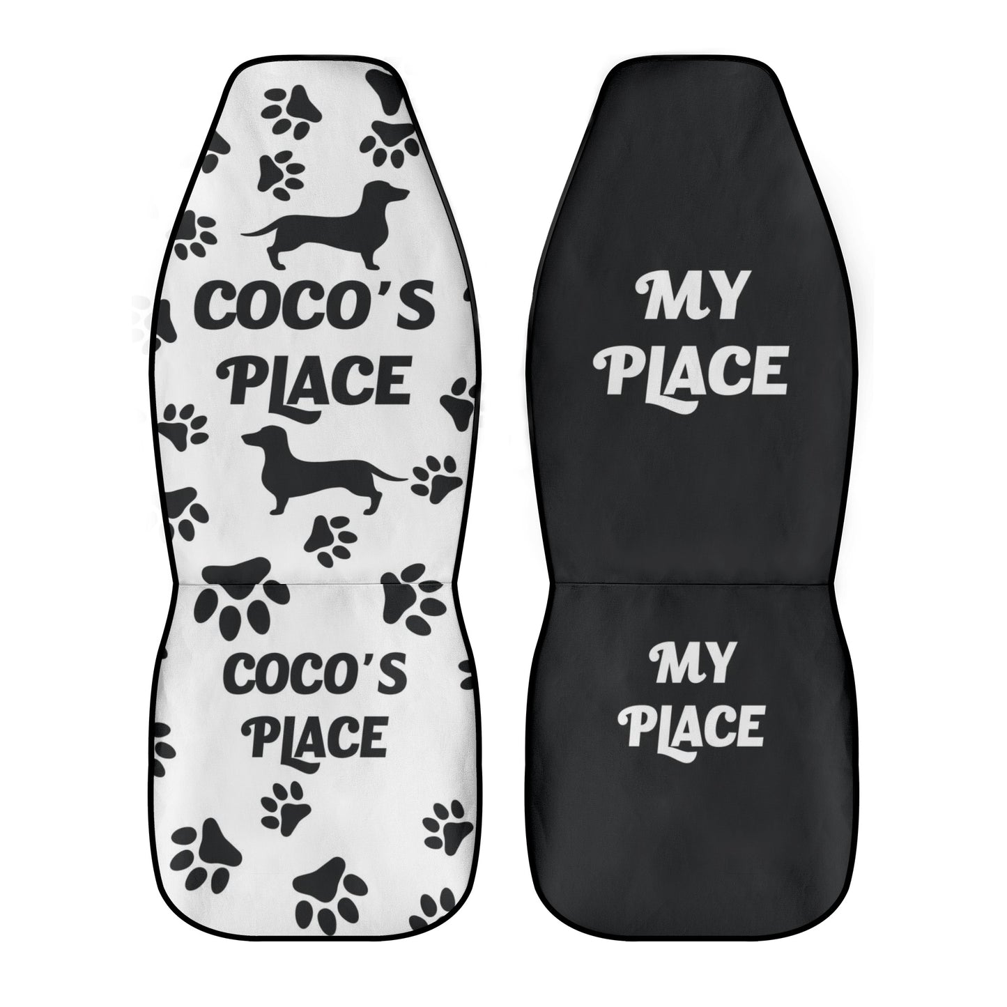 Funda de asiento de coche personalizada con nombre de Dachshunds - Funda de asiento de coche (2 piezas)