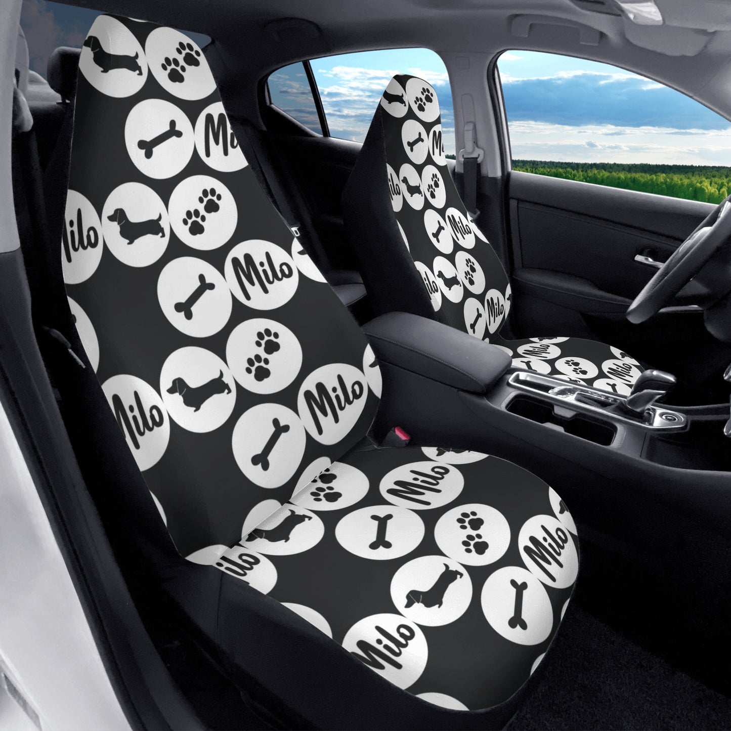 Funda de asiento de coche personalizada con nombre de Dachshunds - Funda de asiento de coche (2 piezas)