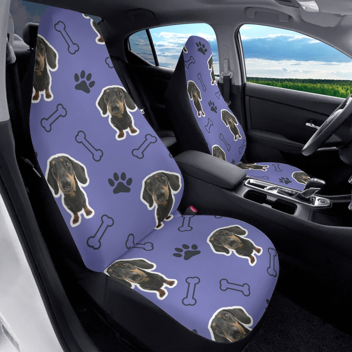 Funda de asiento de coche personalizada con Imagen de Perro Salchicha - Fundas de asiento de coche (2 piezas)