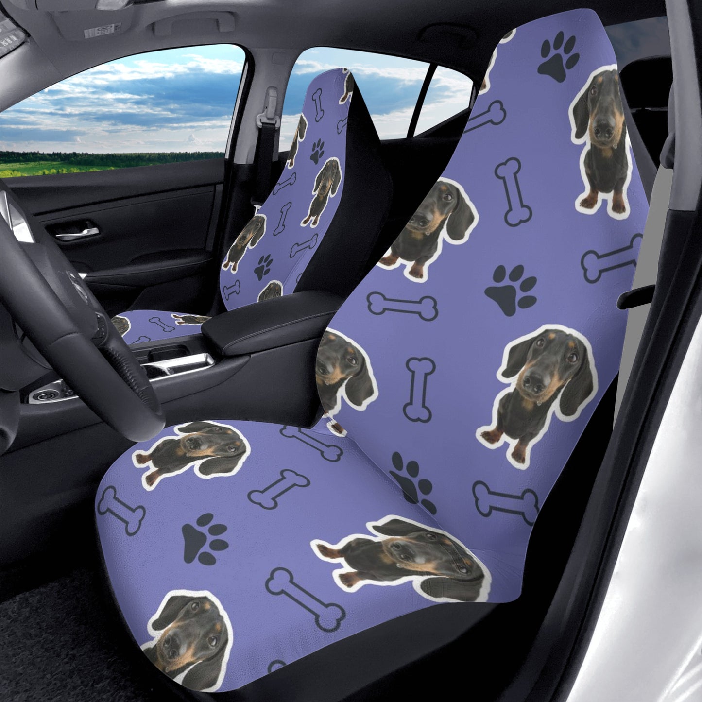 Custom  Car seat cover with Dachshund's Image - Car seat covers (2 pcs)