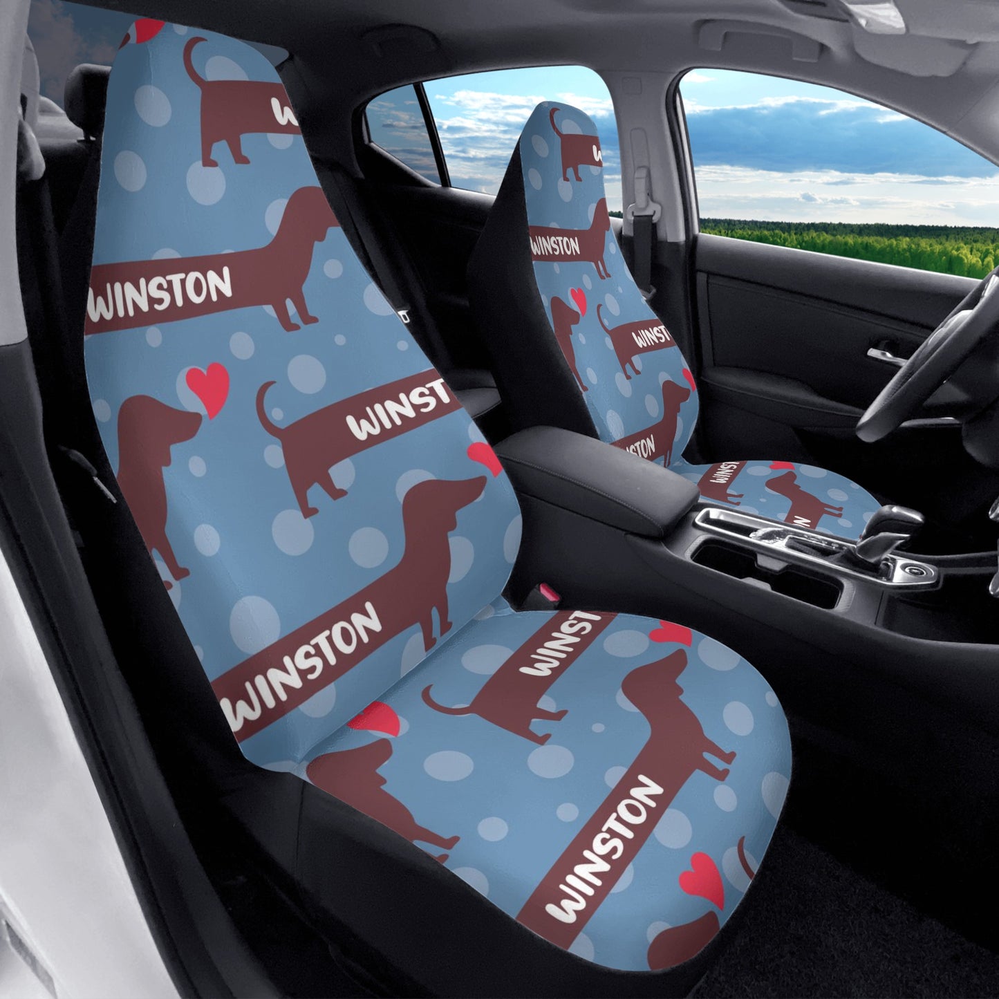 Custom Car Seat Cover with Dachshunds Name - Car Seat Cover (2 pcs)