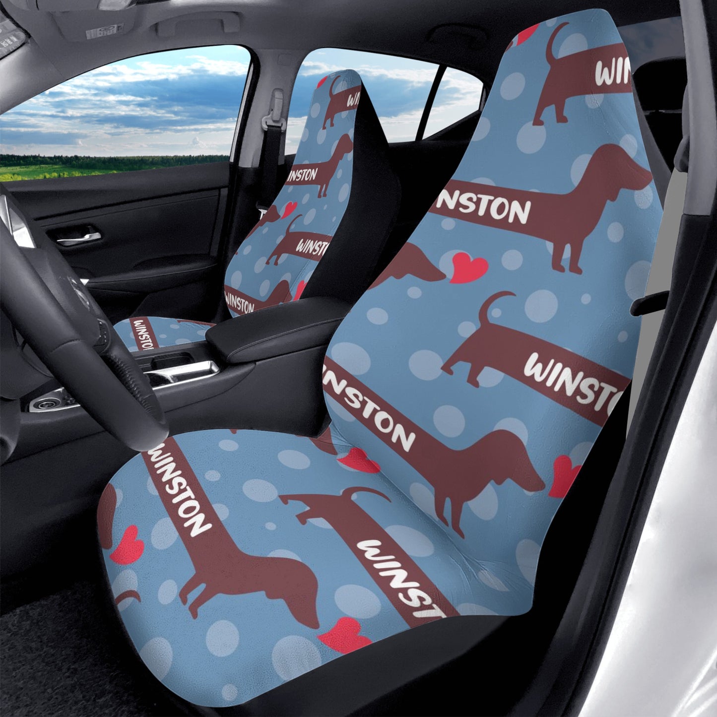 Custom Car Seat Cover with Dachshunds Name - Car Seat Cover (2 pcs)