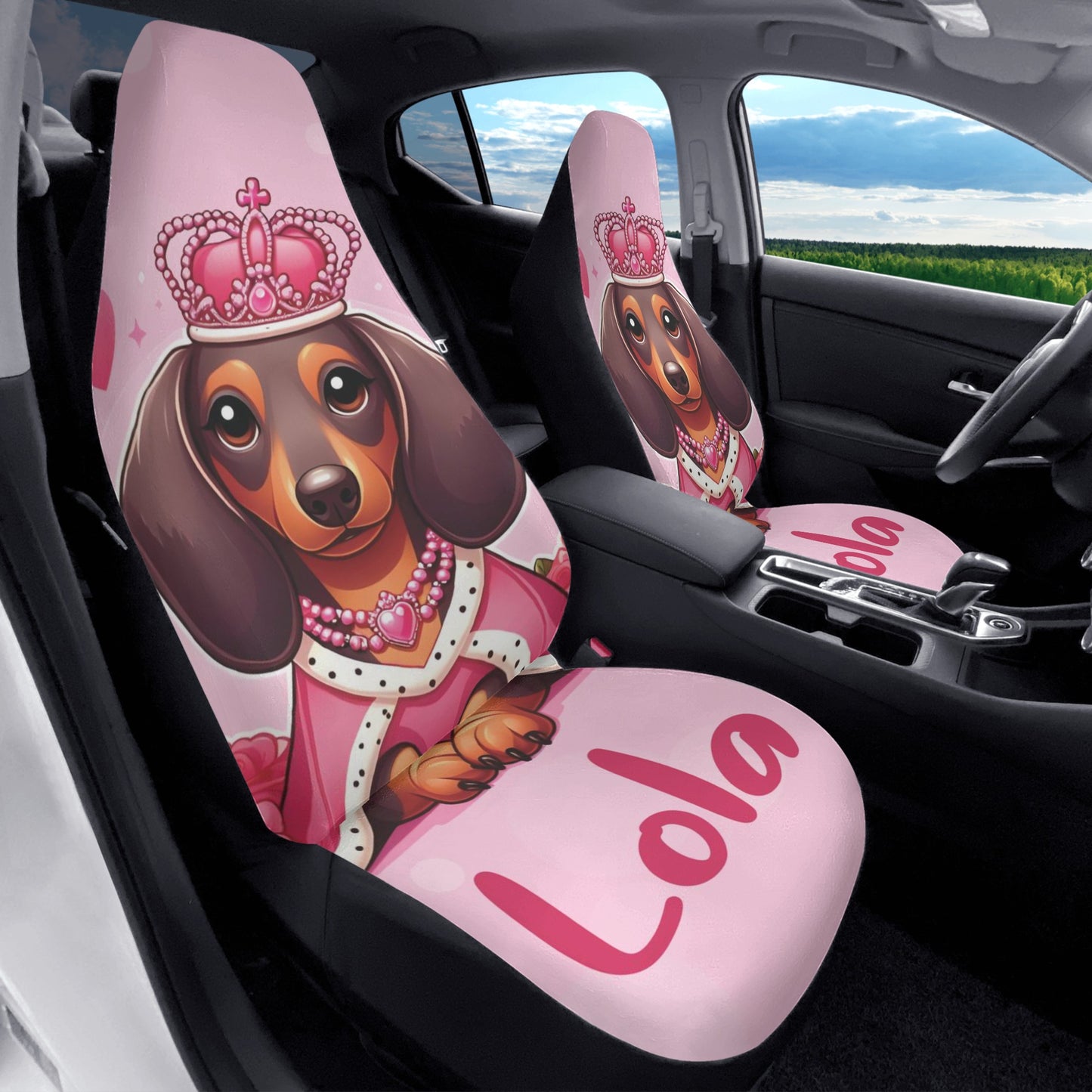 Funda de asiento de coche personalizada con nombre de Dachshunds - Funda de asiento de coche (2 piezas)