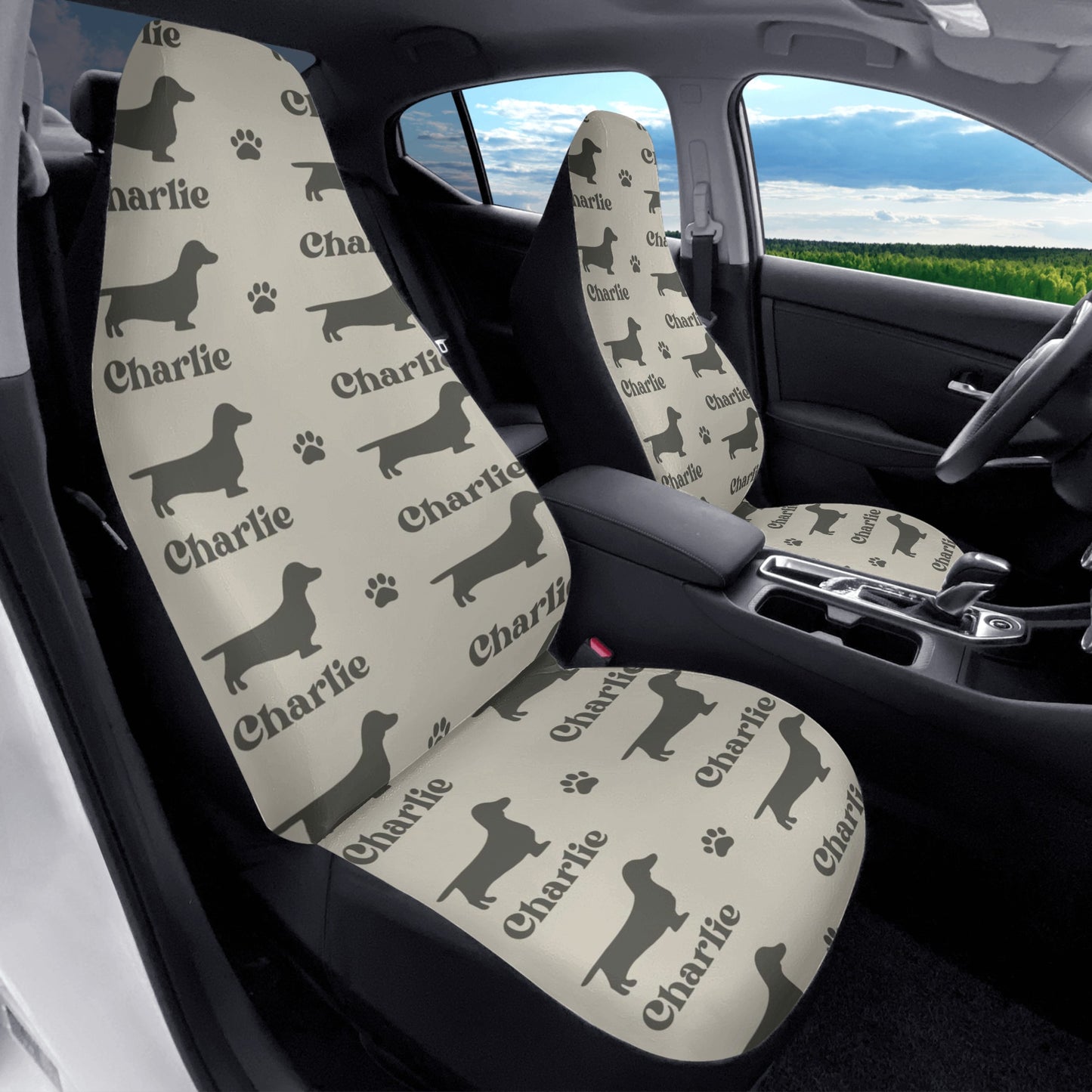 Custom Car Seat Cover with Dachshunds Name - Car Seat Cover (2 pcs)