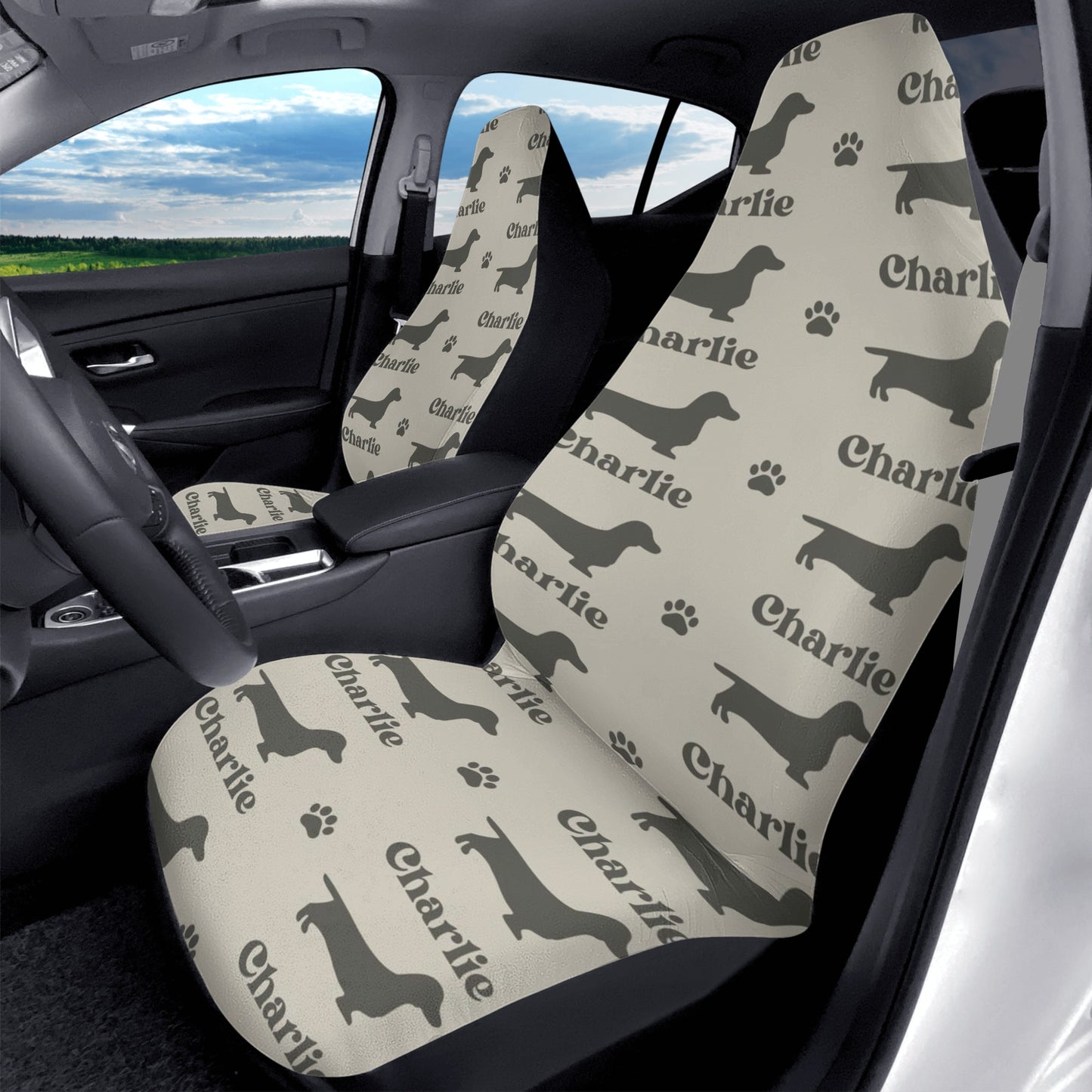 Custom Car Seat Cover with Dachshunds Name - Car Seat Cover (2 pcs)