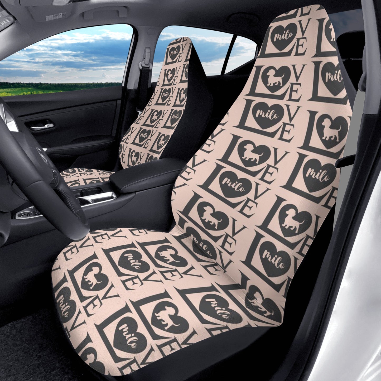 Custom Car Seat Cover with Dachshunds Name - Car Seat Cover (2 pcs)