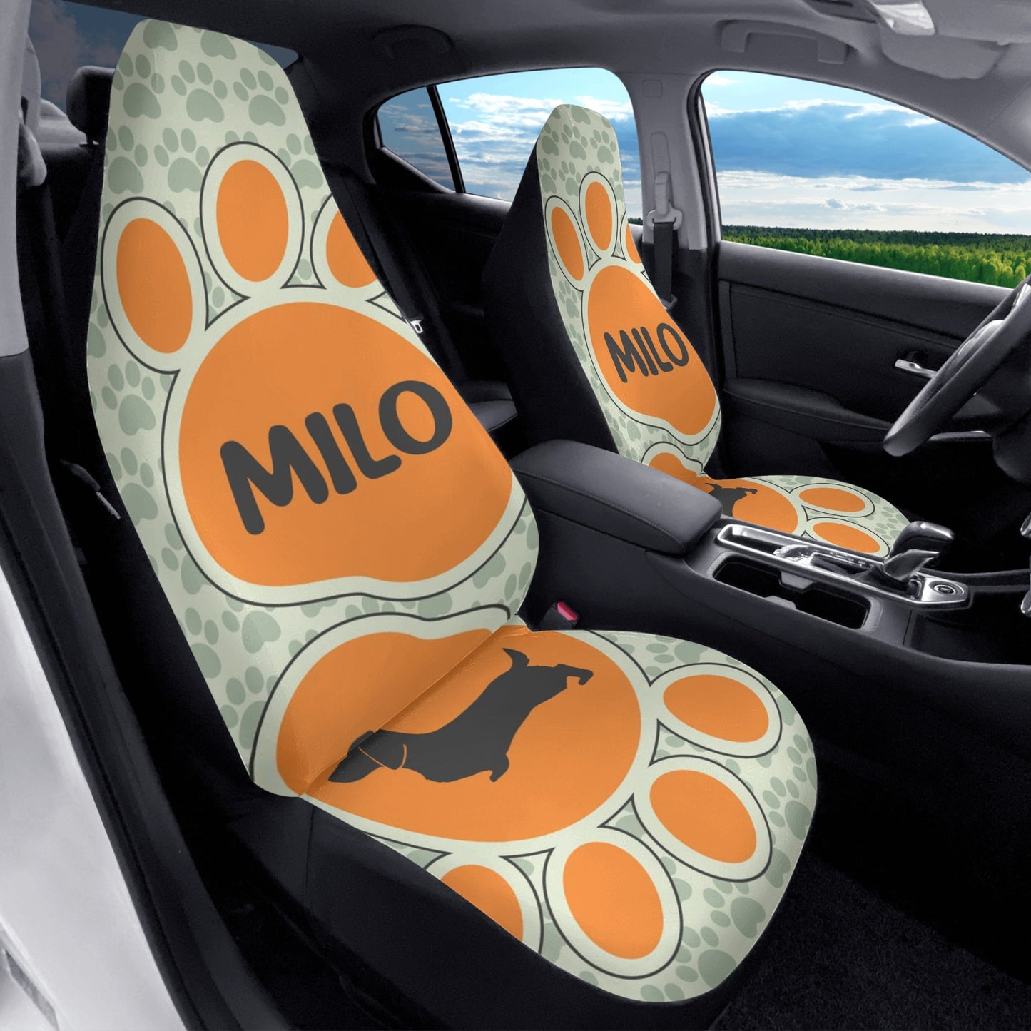 Funda de asiento de coche personalizada con nombre de Dachshunds - Funda de asiento de coche (2 piezas)