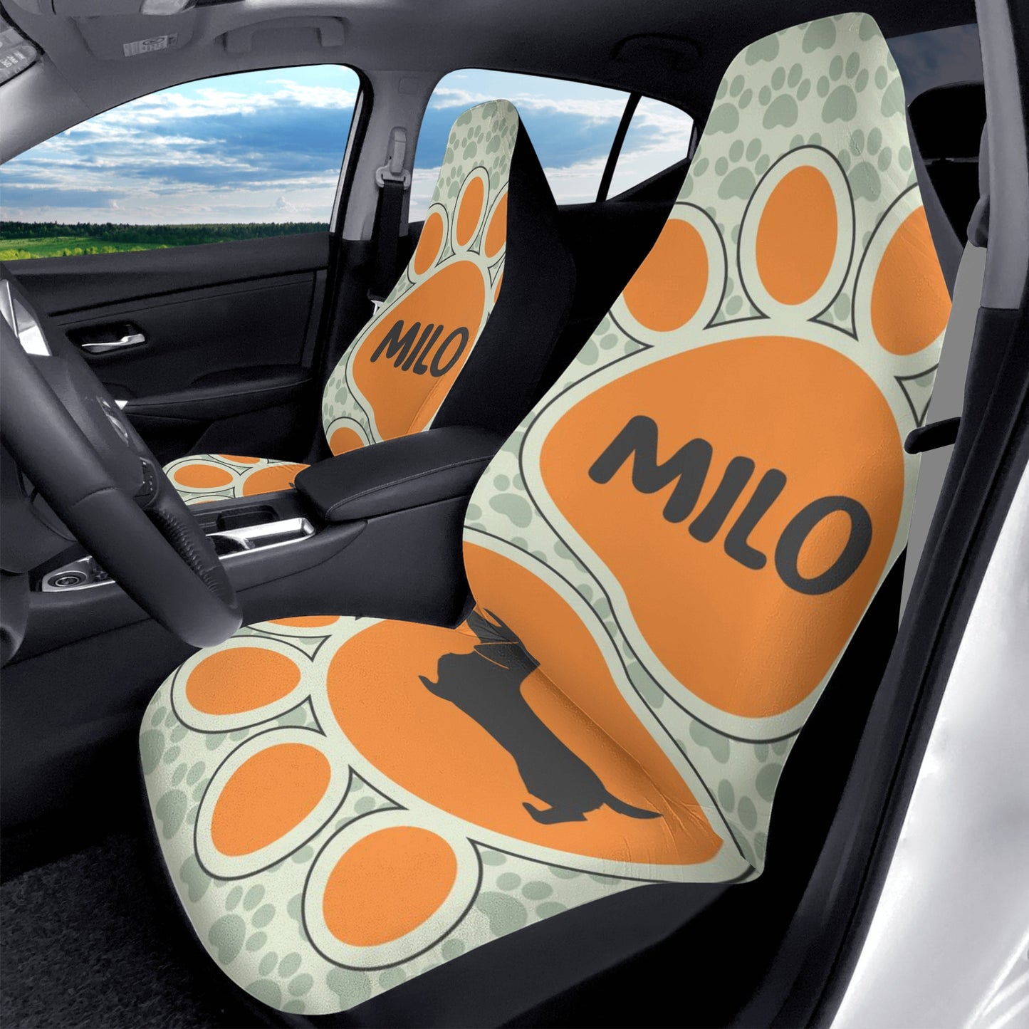 Funda de asiento de coche personalizada con nombre de Dachshunds - Funda de asiento de coche (2 piezas)