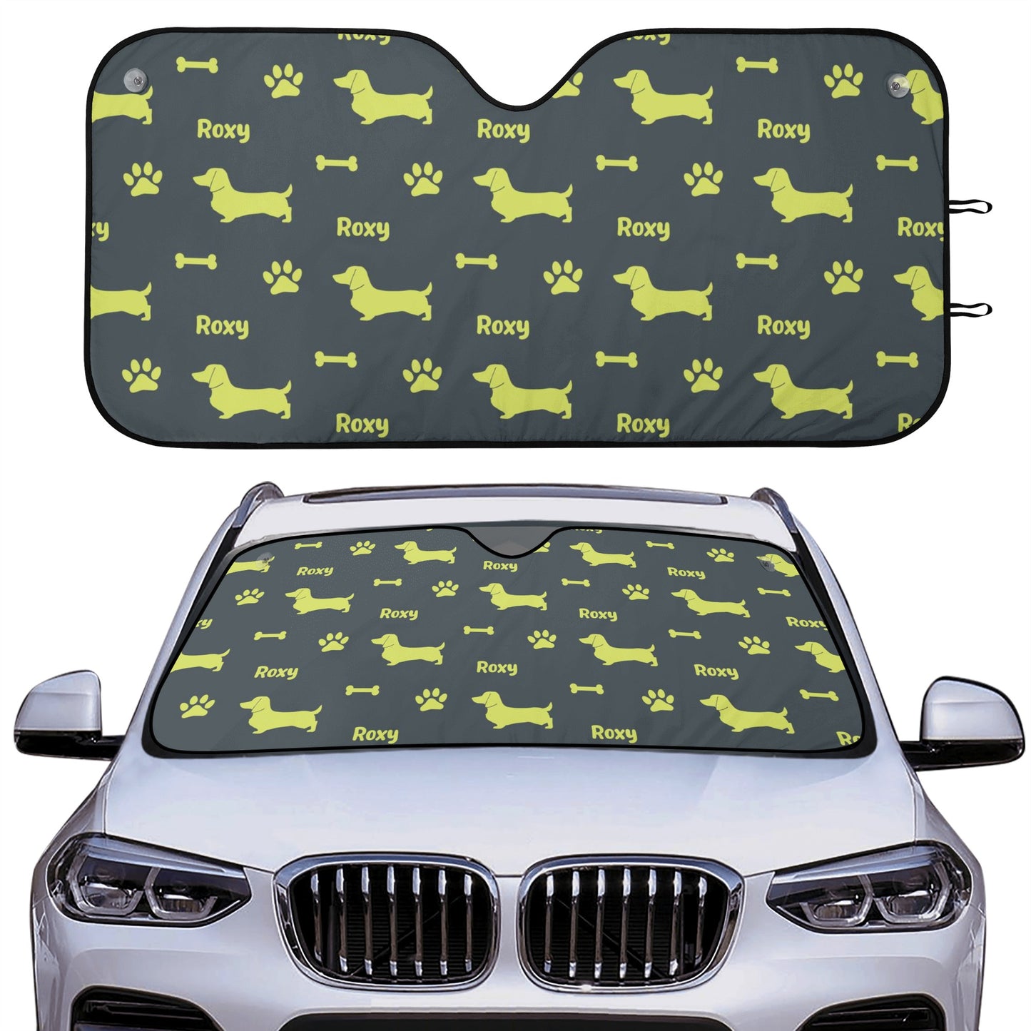 Custom Car Auto Sun Shade with dachshunds Name - Car Auto Sun Shade