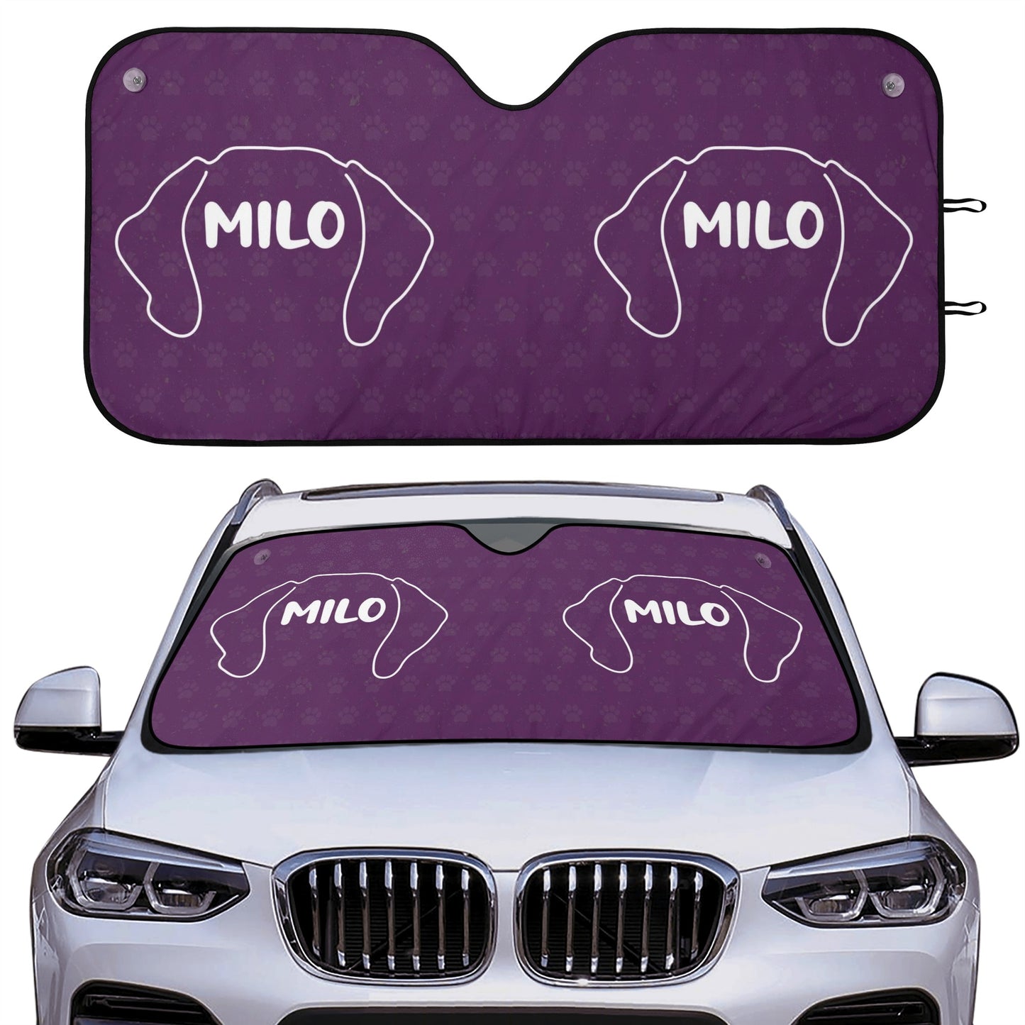 Custom Car Auto Sun Shade with dachshunds Name - Car Auto Sun Shade