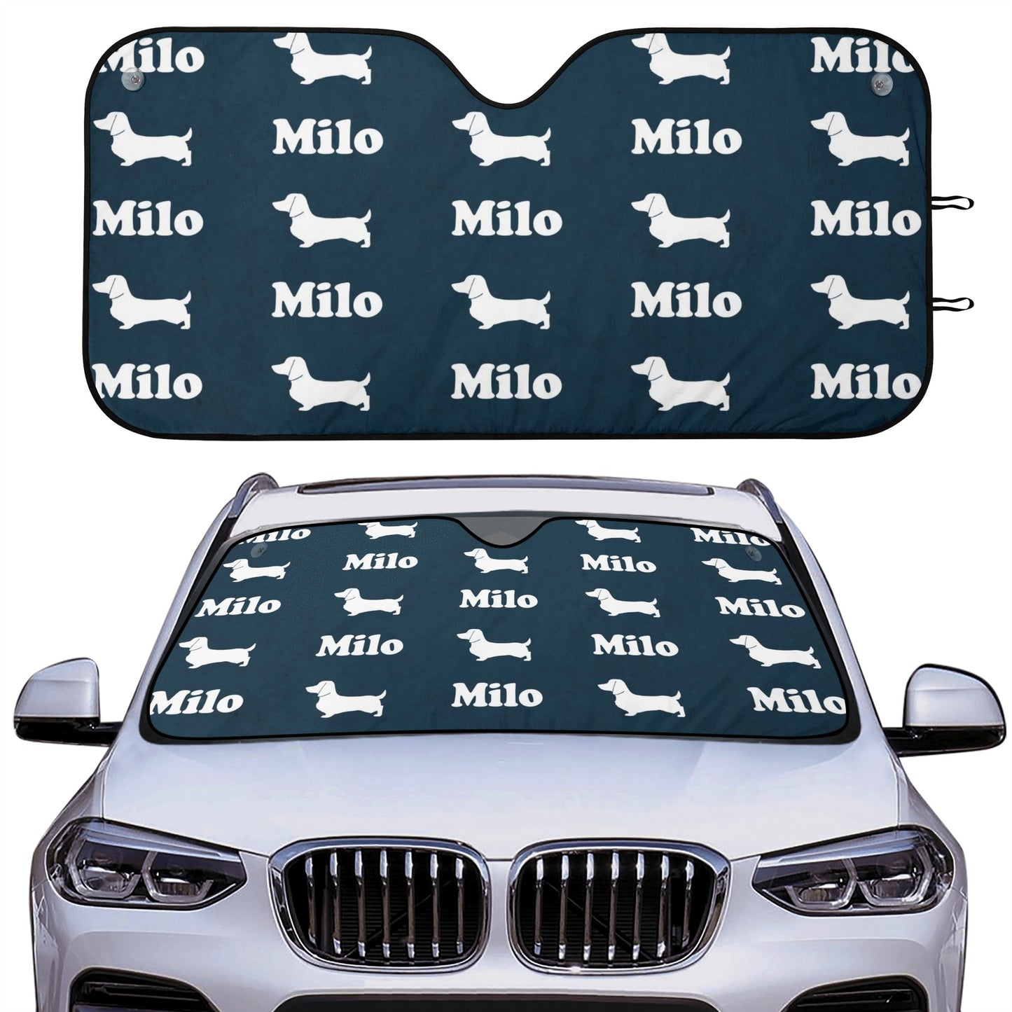 Parasol para automóvil personalizado con nombre de perros salchicha - Car Auto Sun Shade