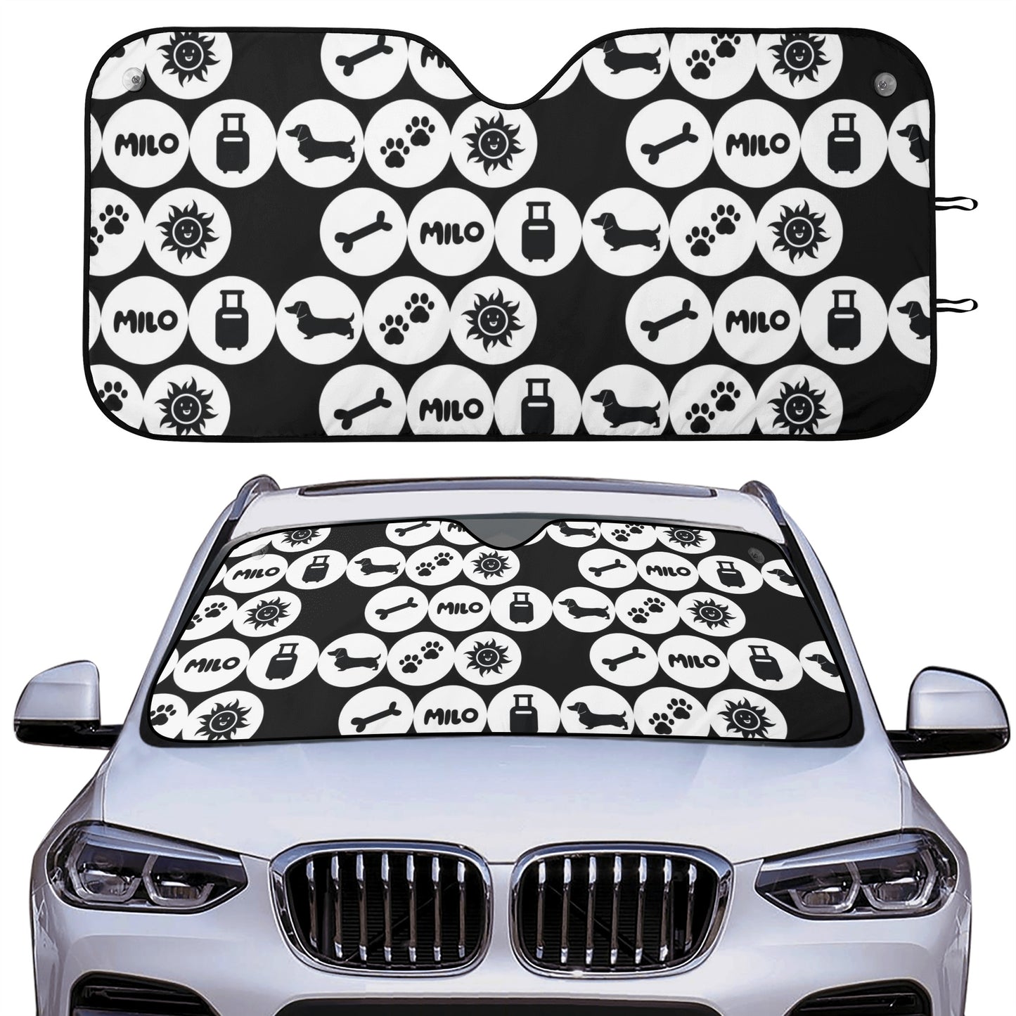 Custom Car Auto Sun Shade with dachshunds Name - Car Auto Sun Shade