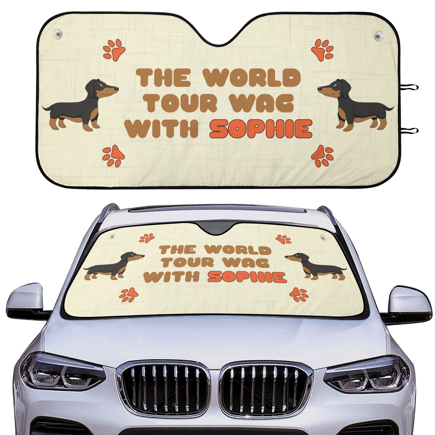 Custom Car Auto Sun Shade with dachshunds Name - Car Auto Sun Shade