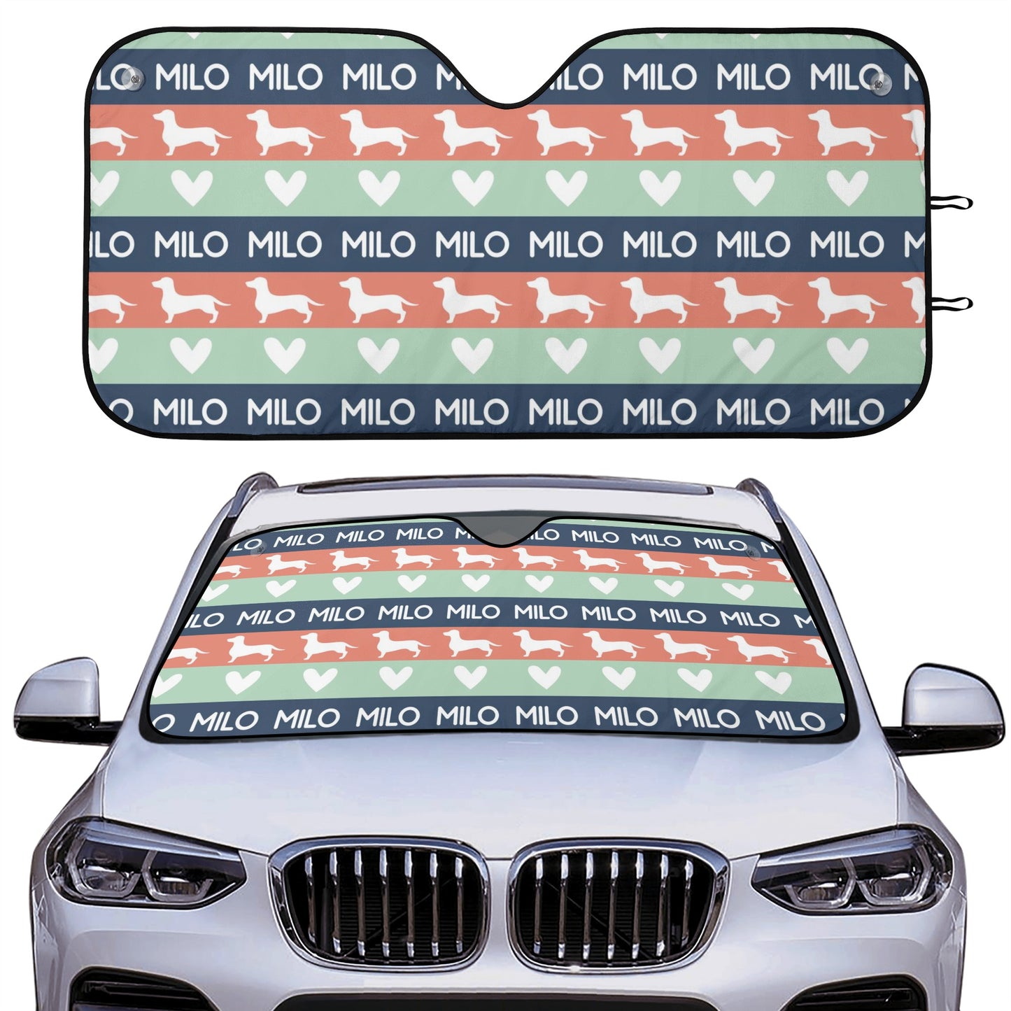 Custom Car Auto Sun Shade with dachshunds Name - Car Auto Sun Shade