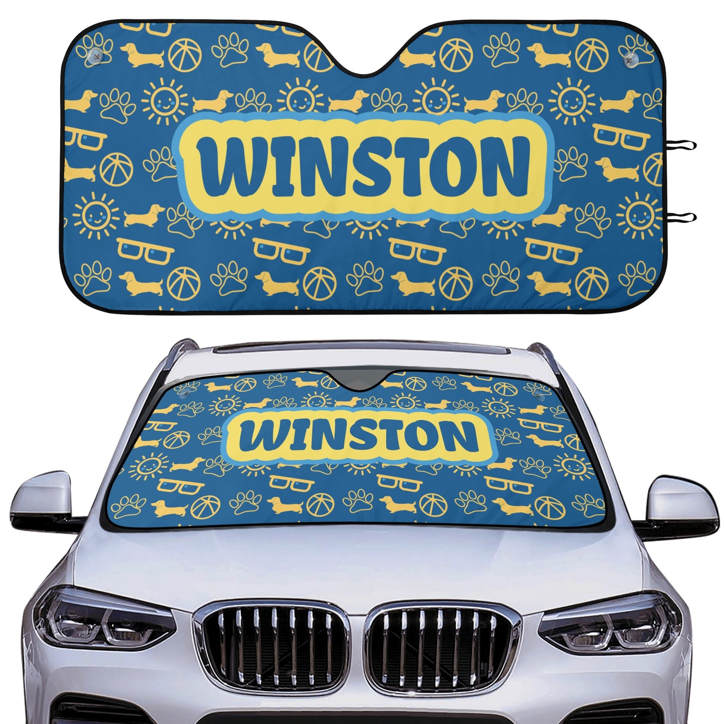 Custom Car Auto Sun Shade with dachshunds Name - Car Auto Sun Shade