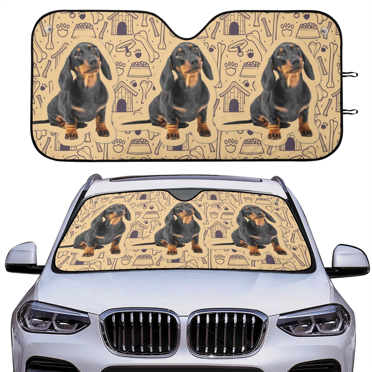 Custom car sun shade  with Dachshund  Photo