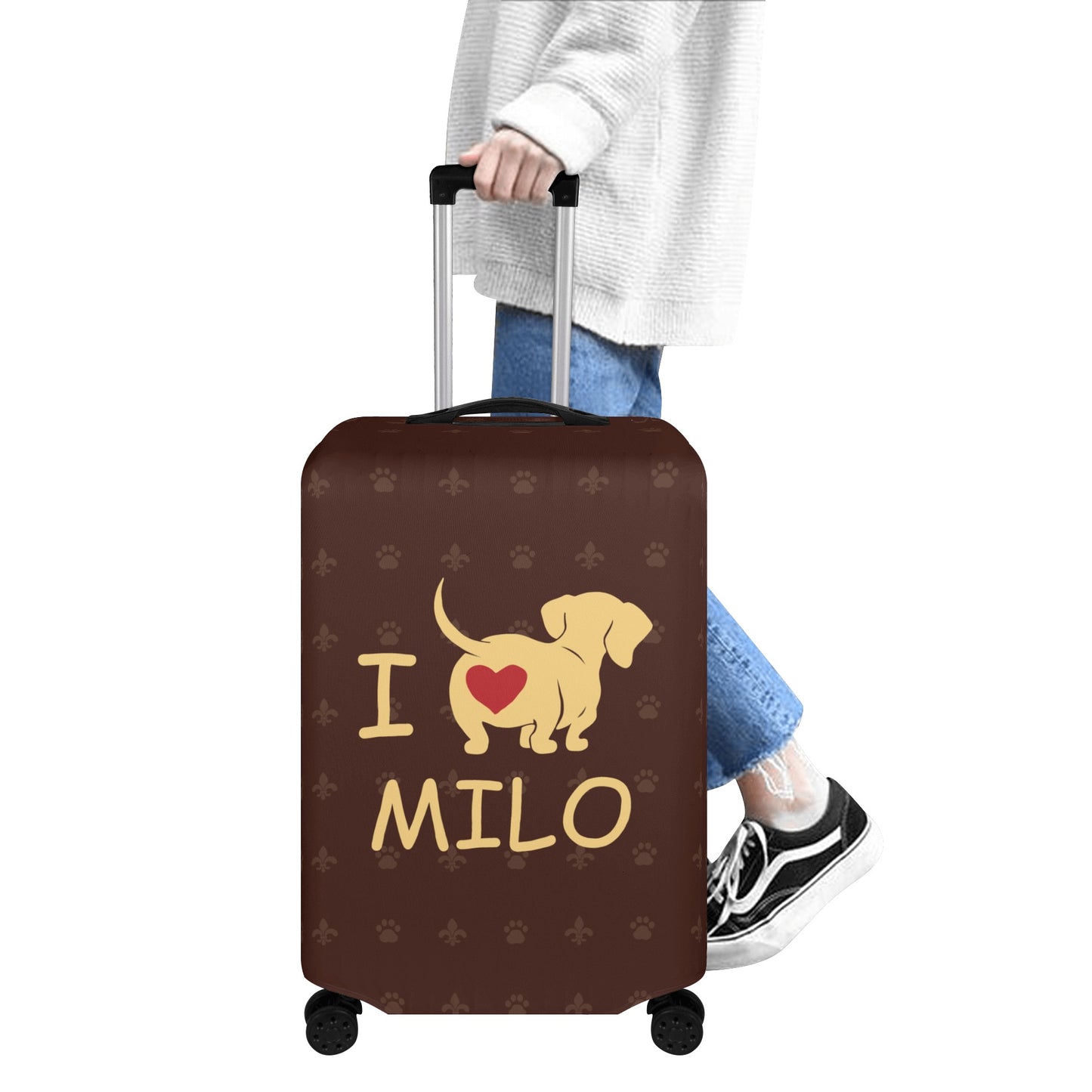 Personalized Luggage Cover with Dachshund Name - Luggage Cover